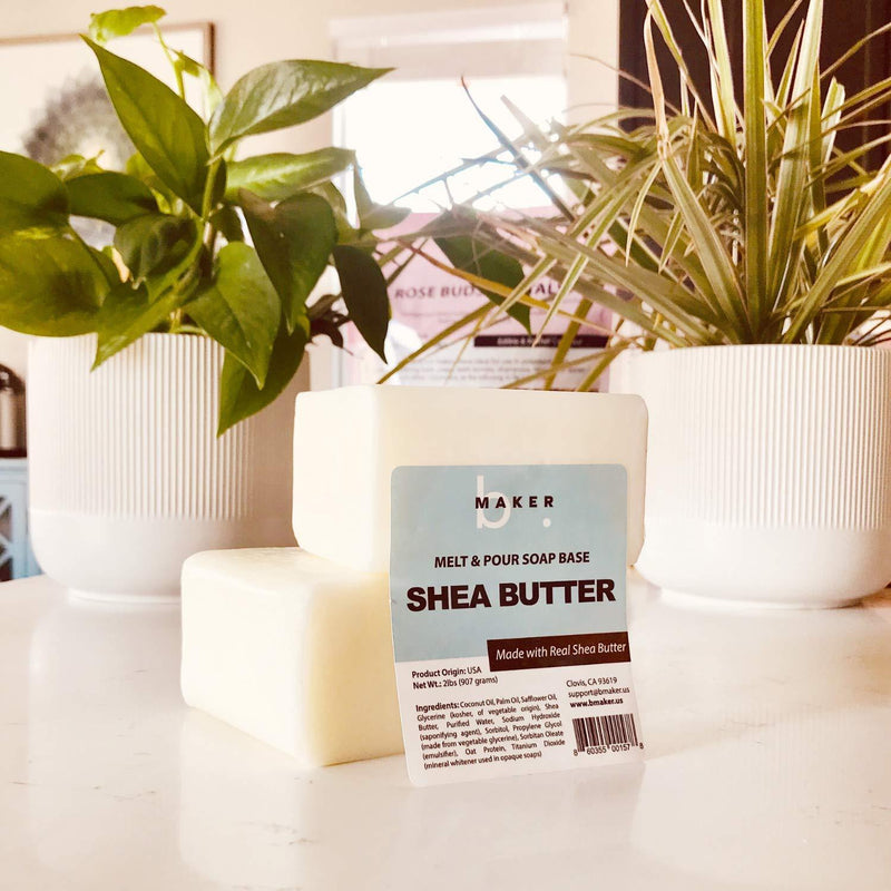 bMAKER All-Natural Shea Butter Melt and Pour Soap Base (2lb Blocks) - Moisturizing and Nourishing M&P Base Soap Making Supplies - Suitable for Sensitive or Dry Skin